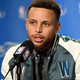 Steph Curry at a press conference.